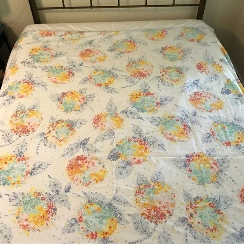 Vintage Martex Westpoint Pepperell Abstract Floral Percale Twin Flat Sheet